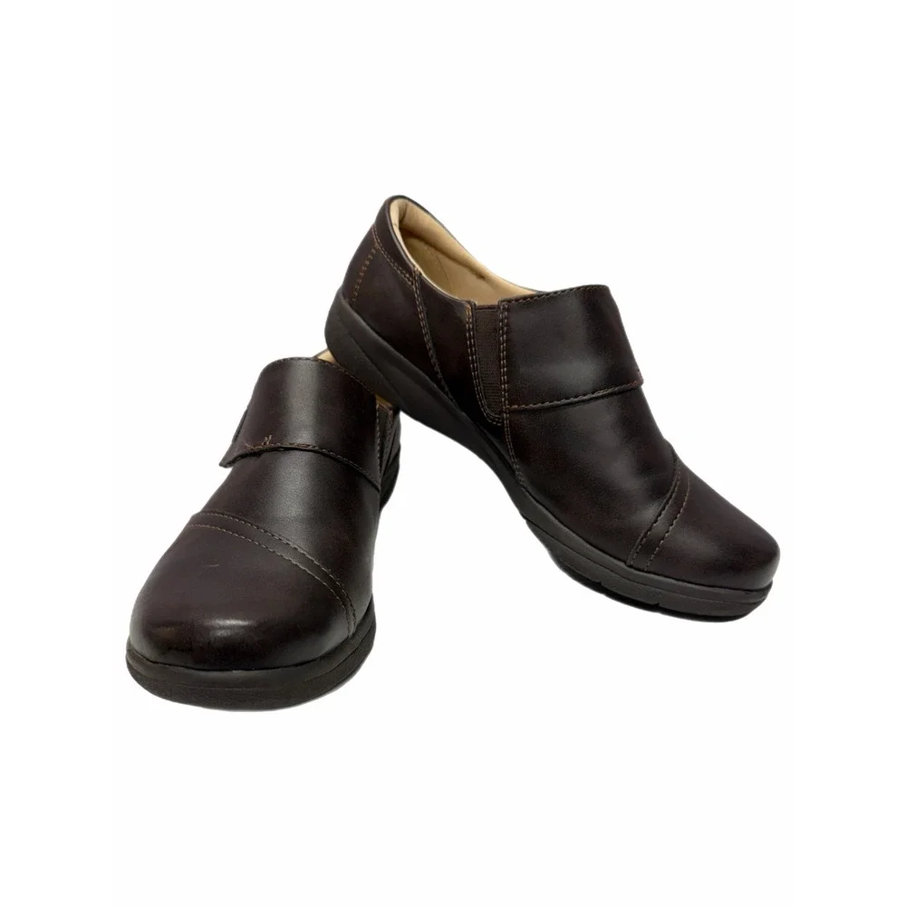 Kim Rogers Womens Ultra Comfort Dark Brown Leather Slip On Loafers Size 8.5M